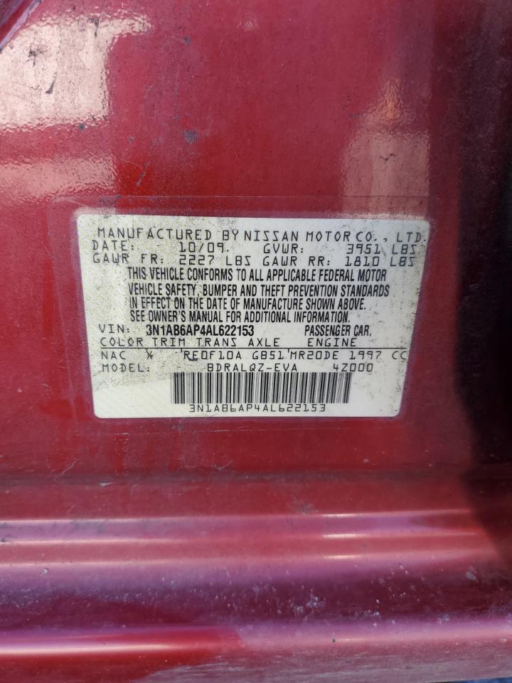 2010 Nissan Sentra 2.0 VIN: 3N1AB6AP4AL622153 Lot: 81671445