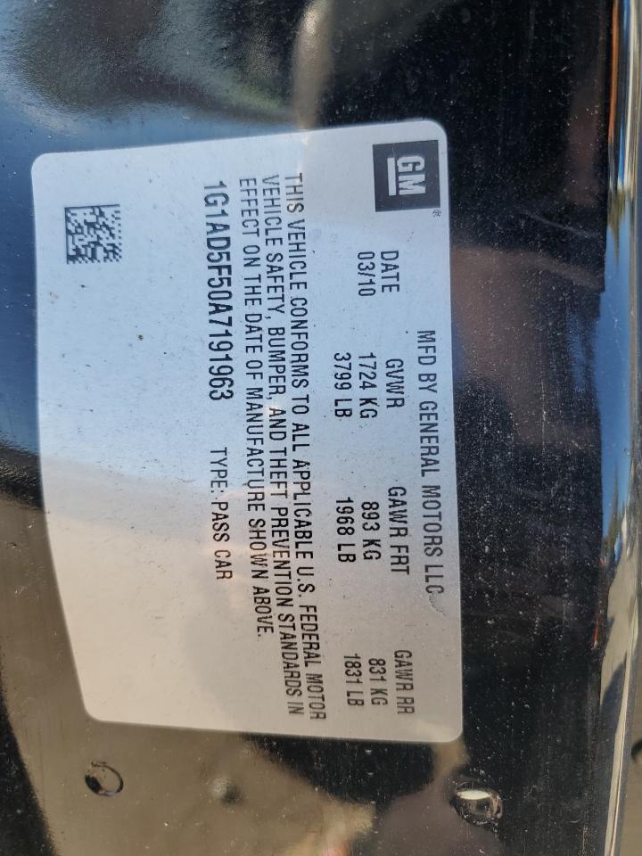 2010 Chevrolet Cobalt 1Lt VIN: 1G1AD5F50A7191963 Lot: 87295675