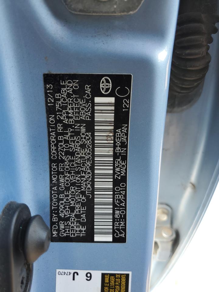 2014 Toyota Prius Plug-In VIN: JTDKN3DP9E3052834 Lot: 86126325