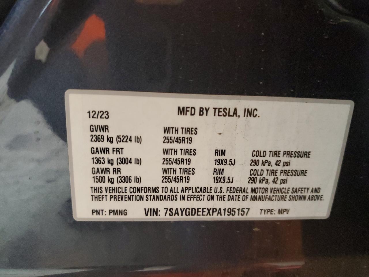 2023 Tesla Model Y VIN: 7SAYGDEEXPA195157 Lot: 84061295