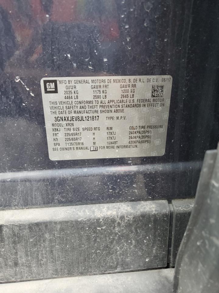 2018 Chevrolet Equinox Lt VIN: 3GNAXJEV8JL121817 Lot: 85147765