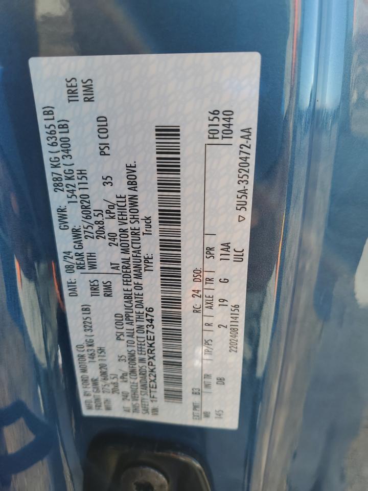 2024 Ford F150 Stx VIN: 1FTEX2KPXRKE73476 Lot: 94328415