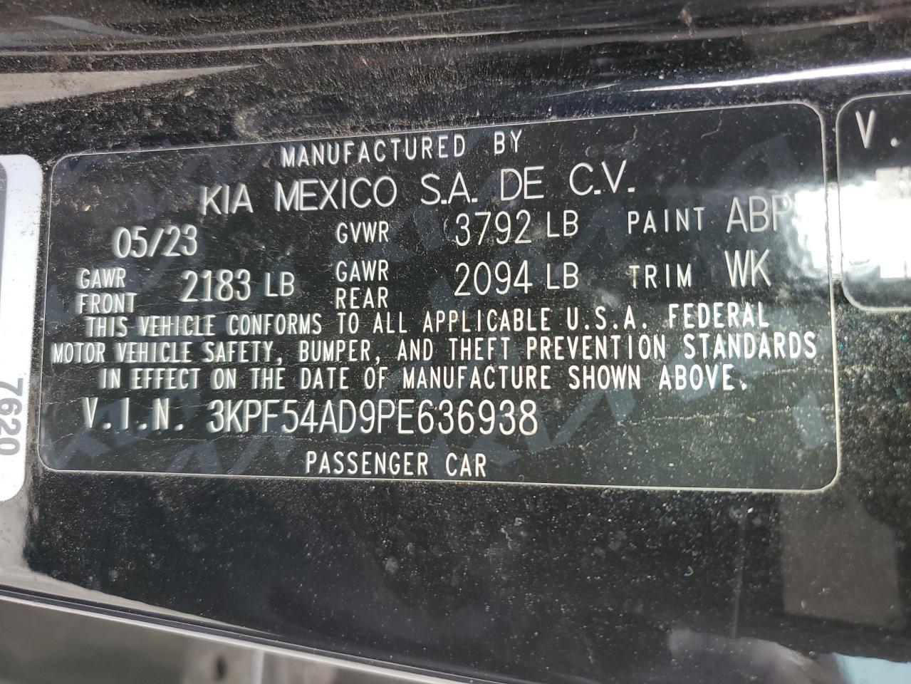 2023 Kia Forte Gt Line VIN: 3KPF54AD9PE636938 Lot: 90347805