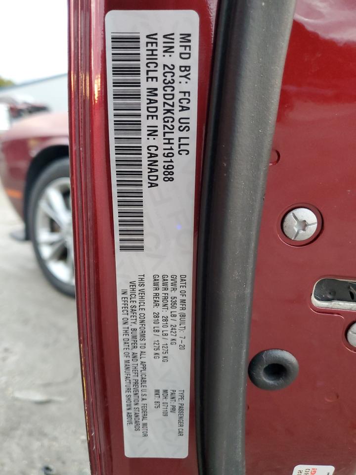 2020 Dodge Challenger Gt VIN: 2C3CDZKG2LH191988 Lot: 85504825