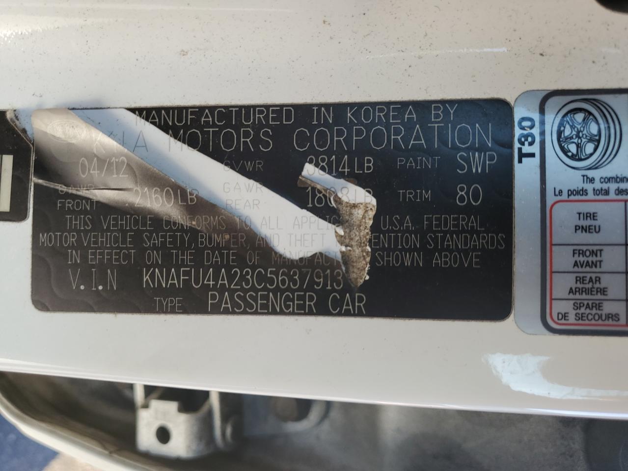 2012 Kia Forte Ex VIN: KNAFU4A23C5637913 Lot: 90615065