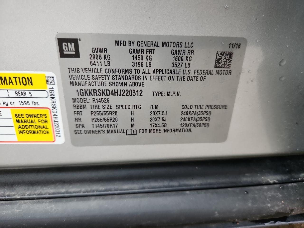 2017 GMC Acadia Limited Slt-2 VIN: 1GKKRSKD4HJ220312 Lot: 90605705
