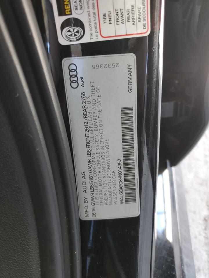 2017 Audi A6 Premium Plus VIN: WAUG8AFC8HN014352 Lot: 89526025