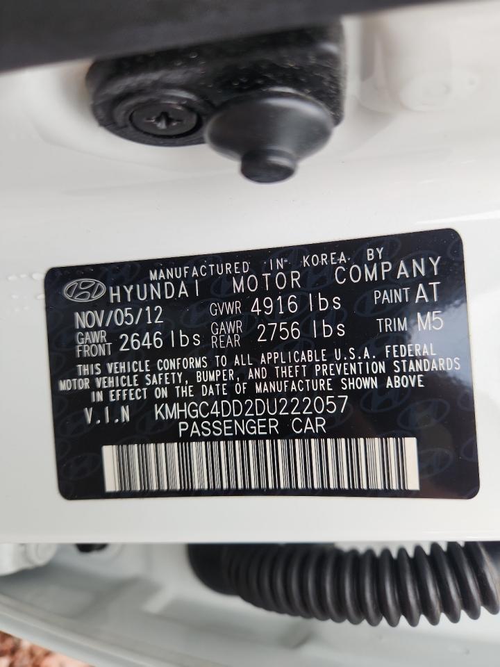 2013 Hyundai Genesis 3.8L VIN: KMHGC4DD2DU222057 Lot: 85596555