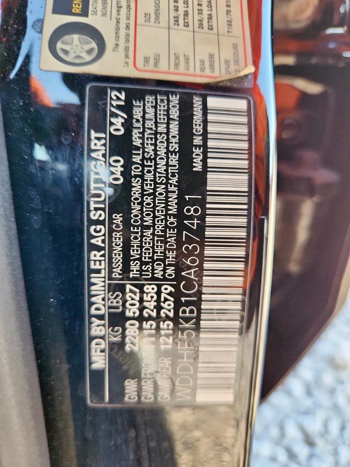 2012 Mercedes-Benz E 350 VIN: WDDHF5KB1CA637481 Lot: 85651565