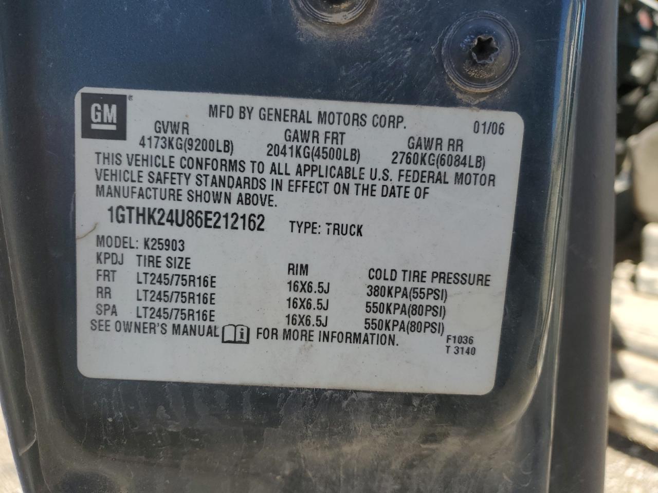 2006 GMC Sierra Utility / Service Truck VIN: 1GTHK24U86E212162 Lot: 86899225
