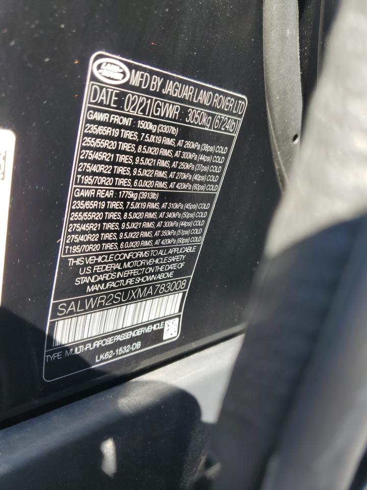 2021 Land Rover Range Rover Sport Hse Silver Edition VIN: SALWR2SUXMA783008 Lot: 81498555