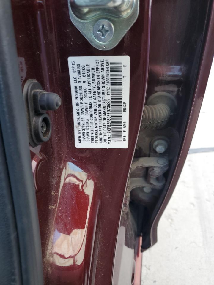 2015 Honda Civic Ex VIN: 19XFB2F80FE073625 Lot: 81844575