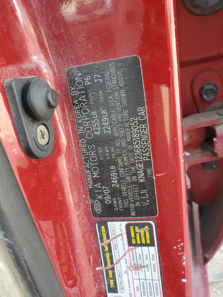 2008 Kia Optima VIN: KNAGE123685189052 Lot: 81744165