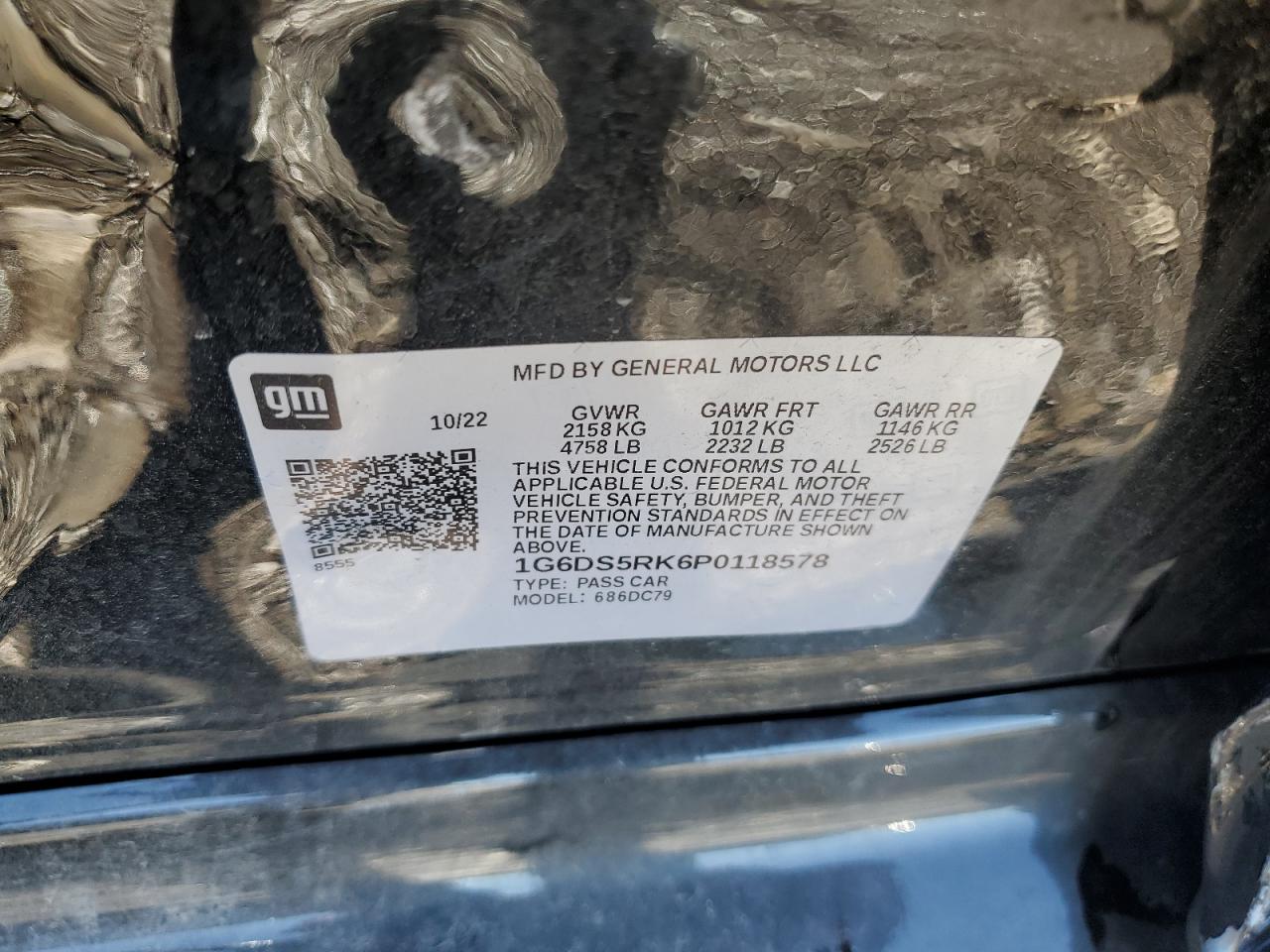 2023 Cadillac Ct5 Luxury VIN: 1G6DS5RK6P0118578 Lot: 86808235