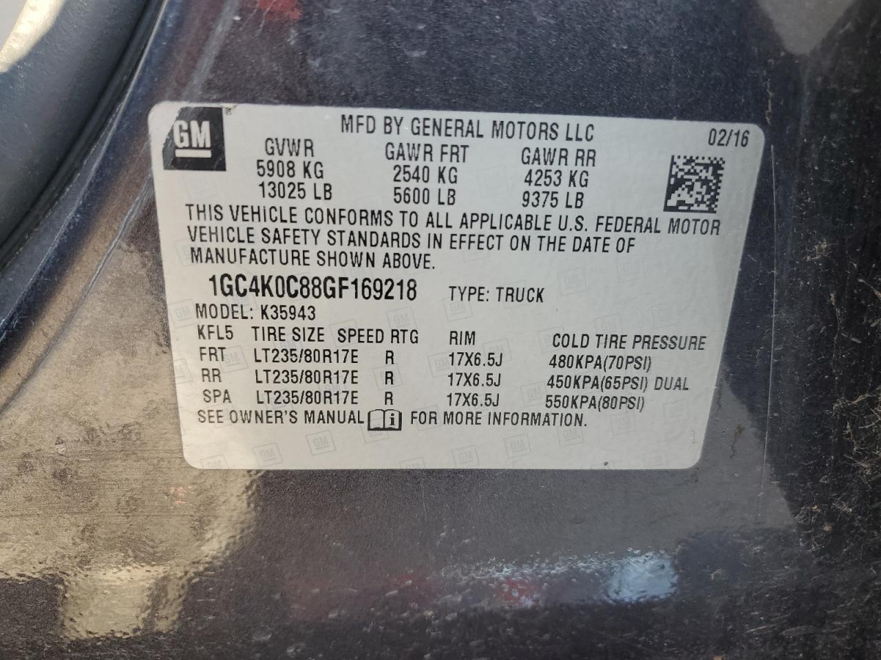 2016 Chevrolet Silverado K3500 Ltz VIN: 1GC4K0C88GF169218 Lot: 85828845