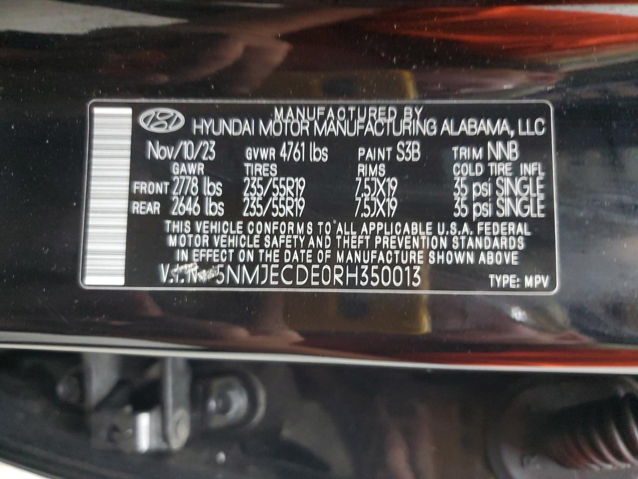 2024 Hyundai Tucson Limited VIN: 5NMJECDE0RH350013 Lot: 84767355