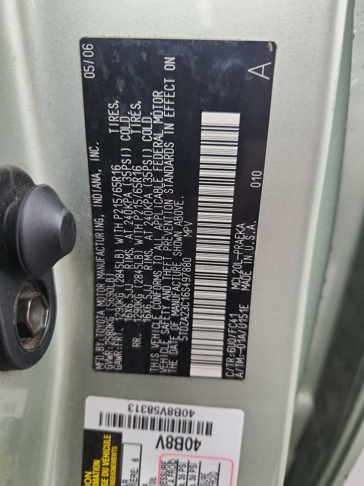 2006 Toyota Sienna Ce VIN: 5TDZA23C16S497880 Lot: 85544665