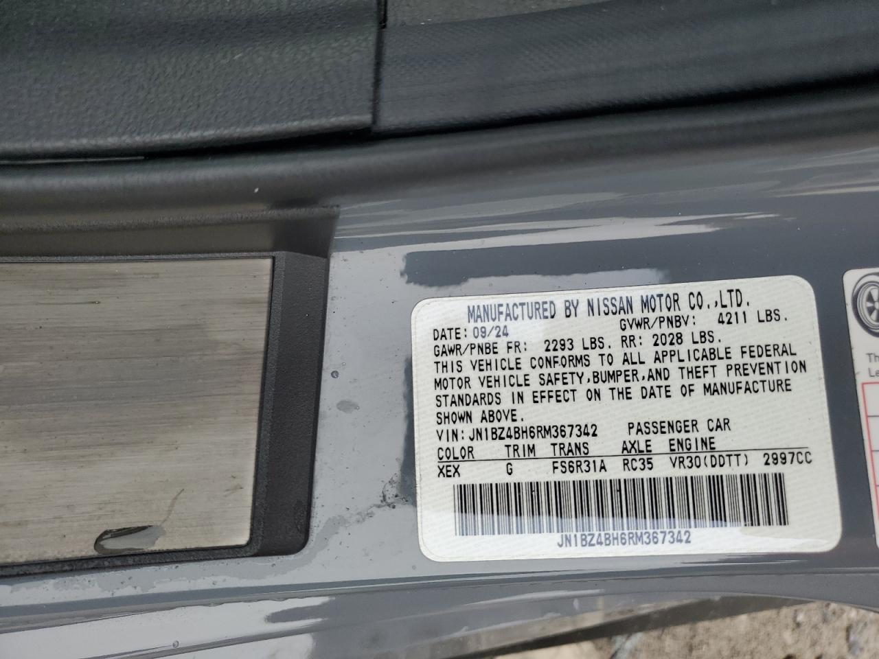 2024 Nissan Z Performance VIN: JN1BZ4BH6RM367342 Lot: 82334045