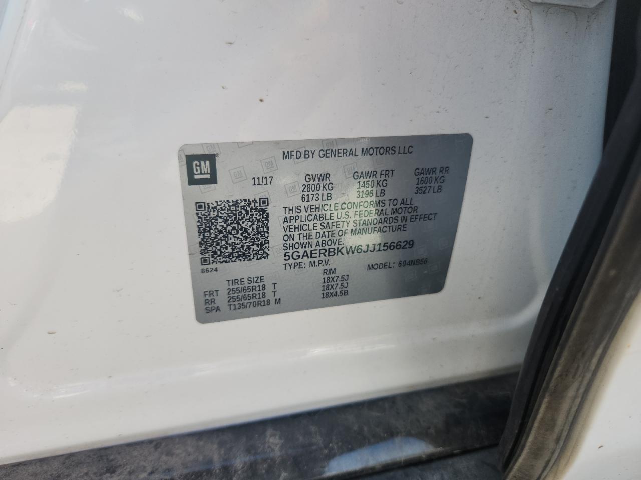 2018 Buick Enclave Essence VIN: 5GAERBKW6JJ156629 Lot: 84899965