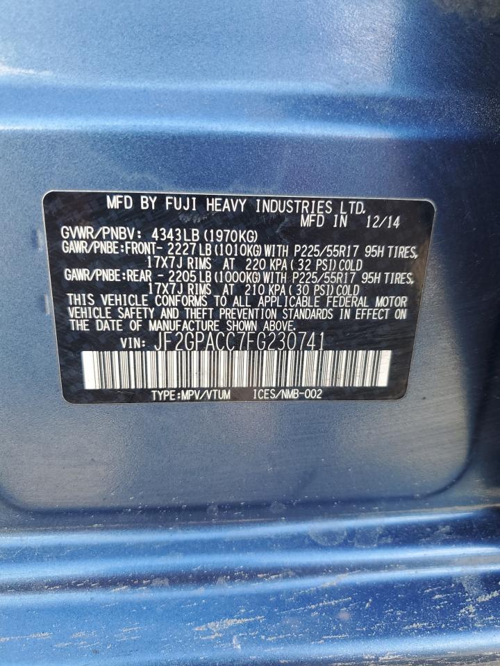 2015 Subaru Xv Crosstrek 2.0 Premium VIN: JF2GPACC7FG230741 Lot: 86254885