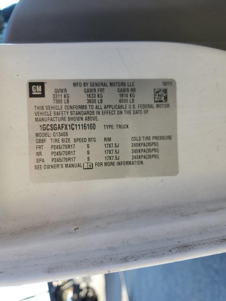 2012 Chevrolet Express G1500 VIN: 1GCSGAFX1C1116160 Lot: 89455735