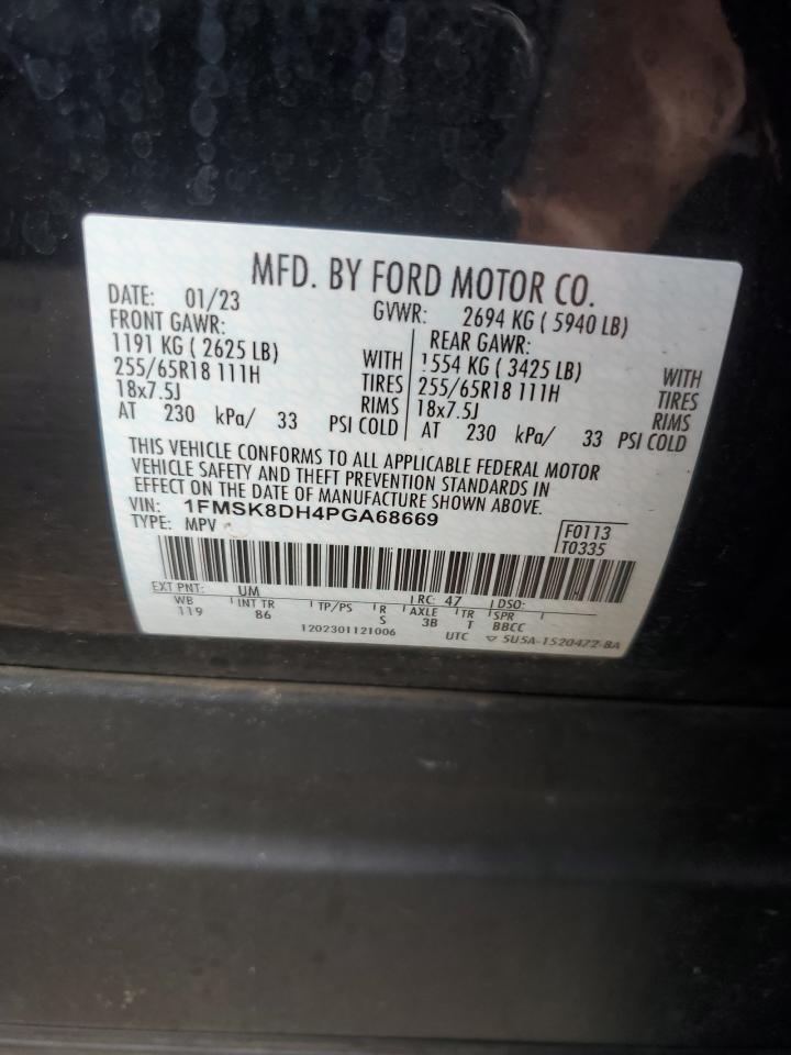 2023 Ford Explorer Xlt VIN: 1FMSK8DH4PGA68669 Lot: 85110285