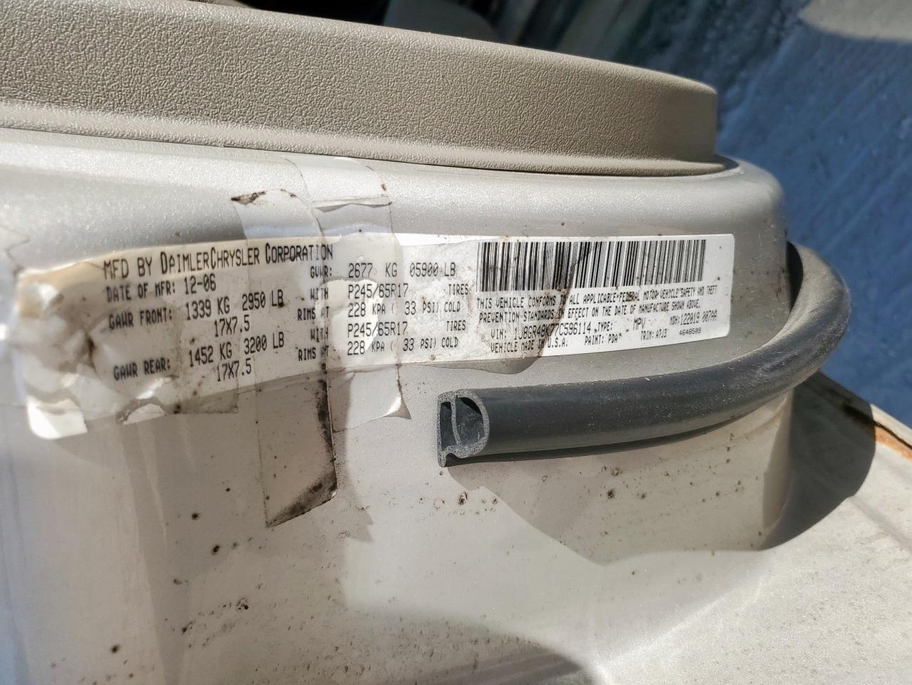 2007 Jeep Grand Cherokee Laredo VIN: 1J8GR48K77C596114 Lot: 86670705