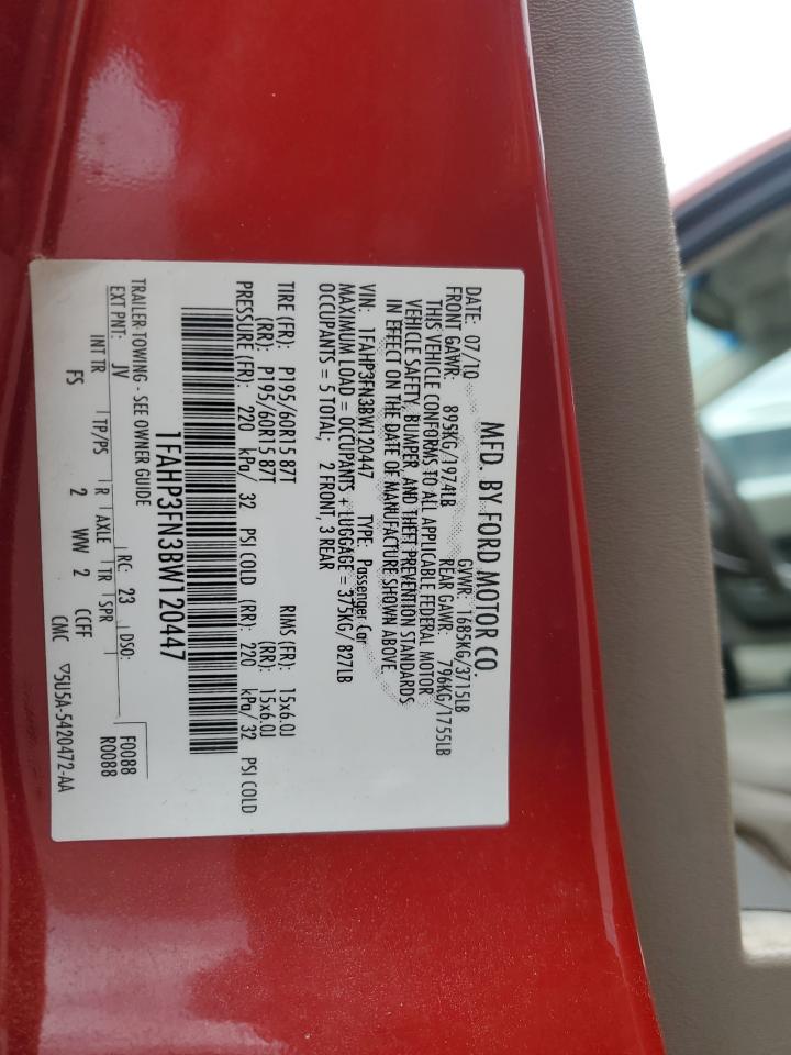 2011 Ford Focus Se VIN: 1FAHP3FN3BW120447 Lot: 86278775