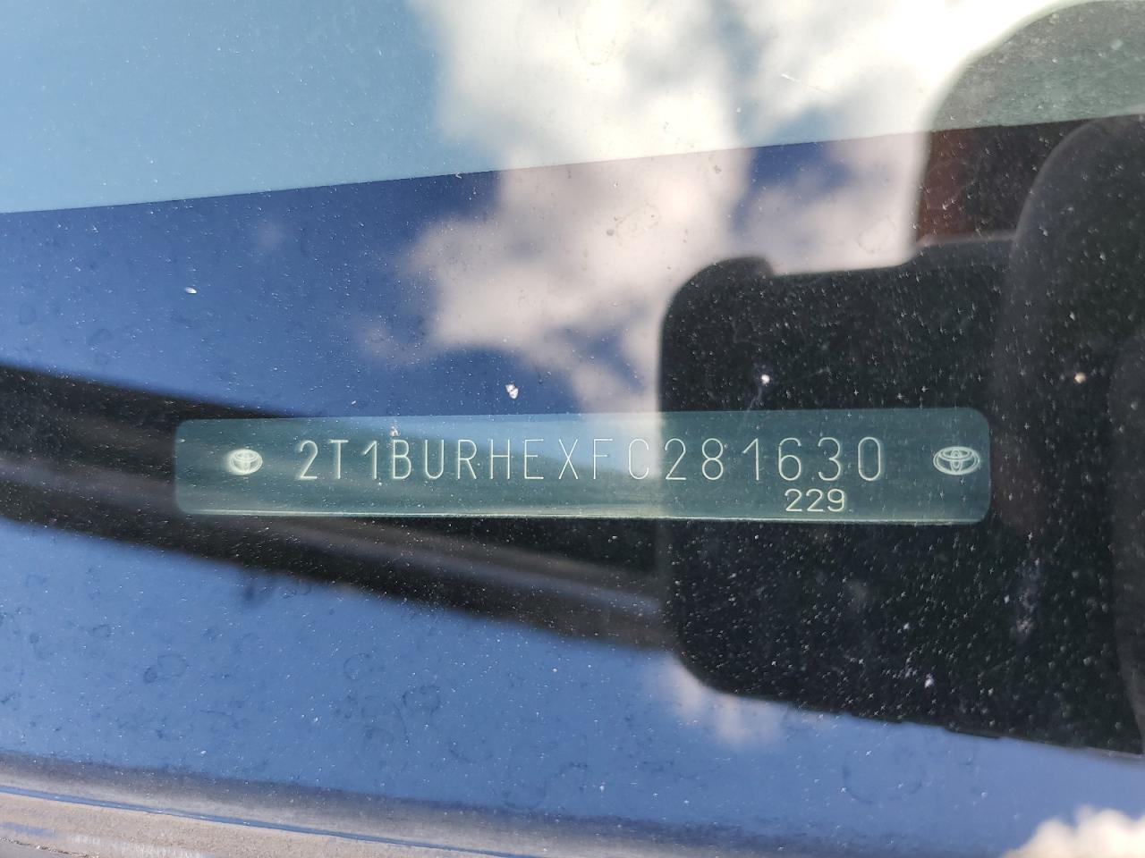 2015 Toyota Corolla L VIN: 2T1BURHEXFC281630 Lot: 85499885