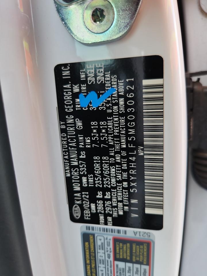 2021 Kia Sorento Ex VIN: 5XYRH4LF5MG030621 Lot: 86278555