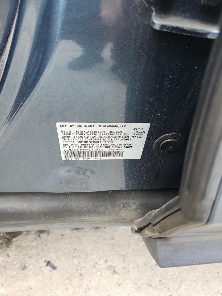 2018 Honda Pilot Lx VIN: 5FNYF5H10JB026029 Lot: 85525945