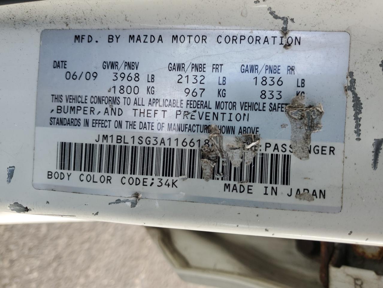 2010 Mazda 3 I VIN: JM1BL1SG3A1166184 Lot: 89436625