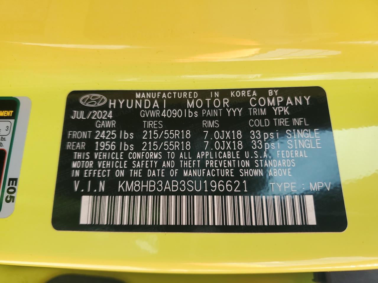 2025 Hyundai Kona Sel VIN: KM8HB3AB3SU196621 Lot: 85829435