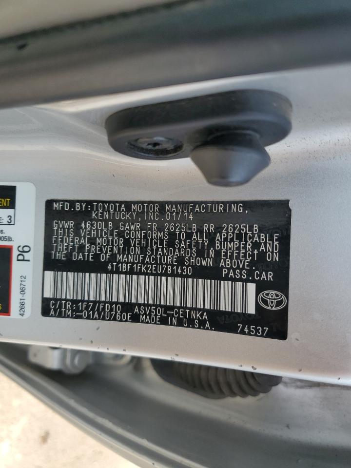 2014 Toyota Camry L VIN: 4T1BF1FK2EU781430 Lot: 84480775