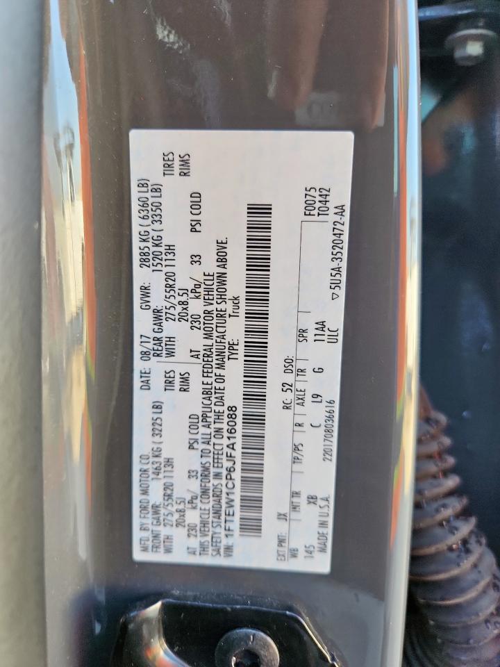 2018 Ford F150 Supercrew VIN: 1FTEW1CP6JFA16088 Lot: 86461645