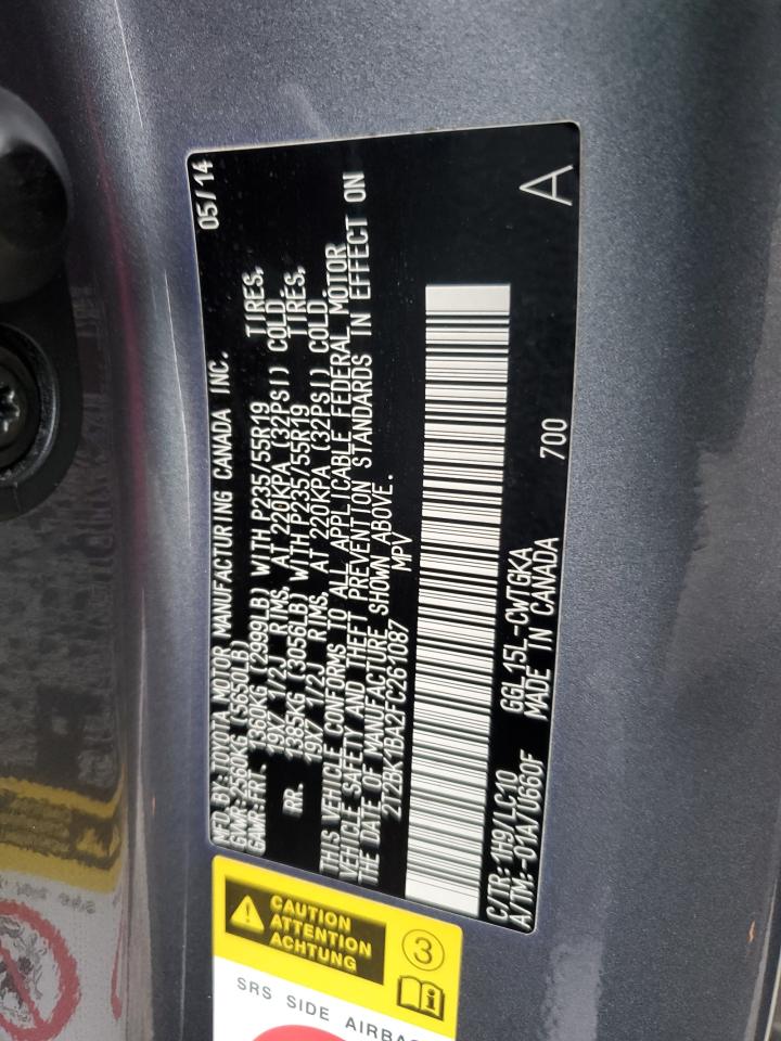 2015 Lexus Rx 350 Base VIN: 2T2BK1BA2FC261087 Lot: 89710965