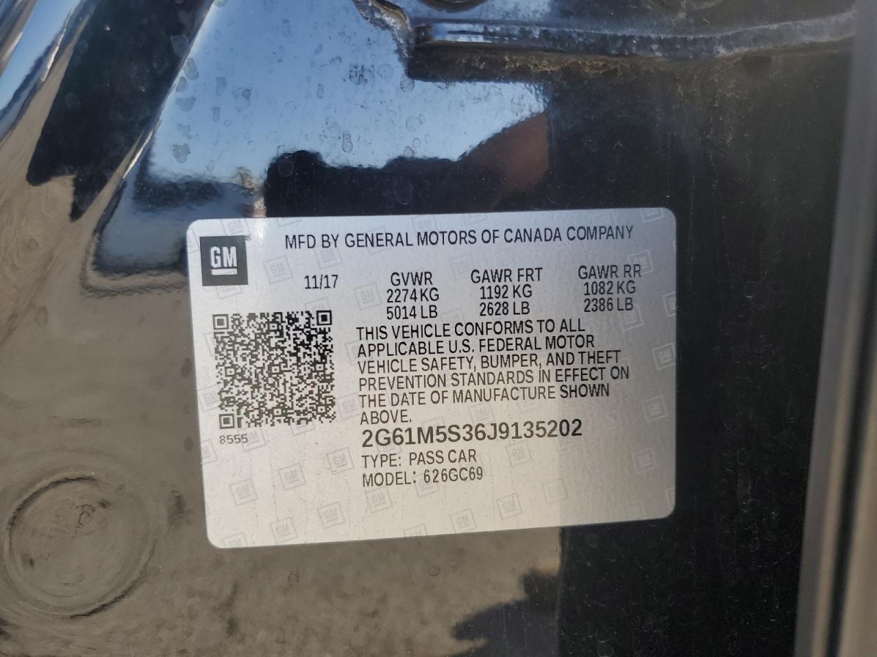 2018 Cadillac Xts Luxury VIN: 2G61M5S36J9135202 Lot: 85753435