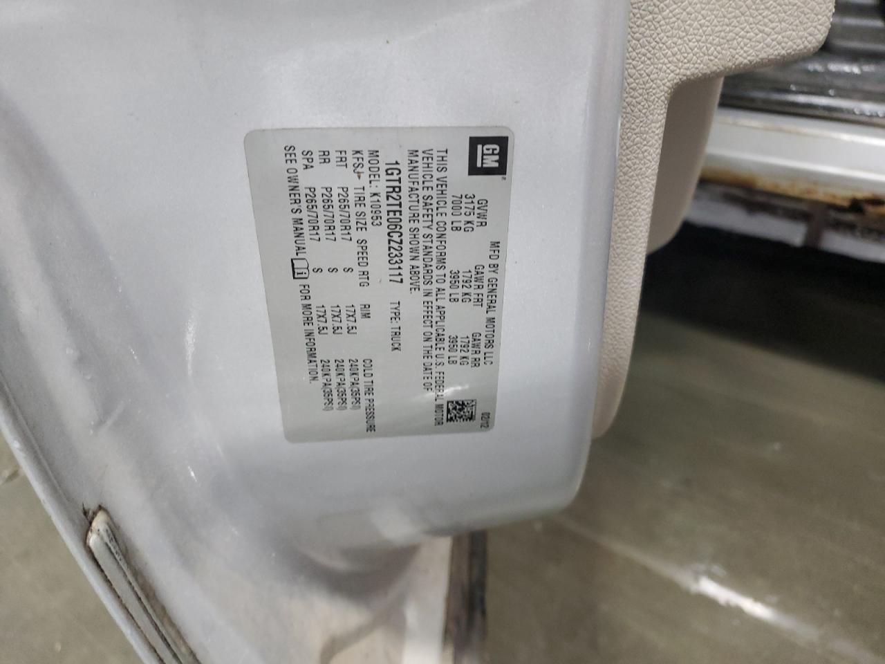 2012 GMC Sierra K1500 VIN: 1GTR2TE06CZ233117 Lot: 89795795