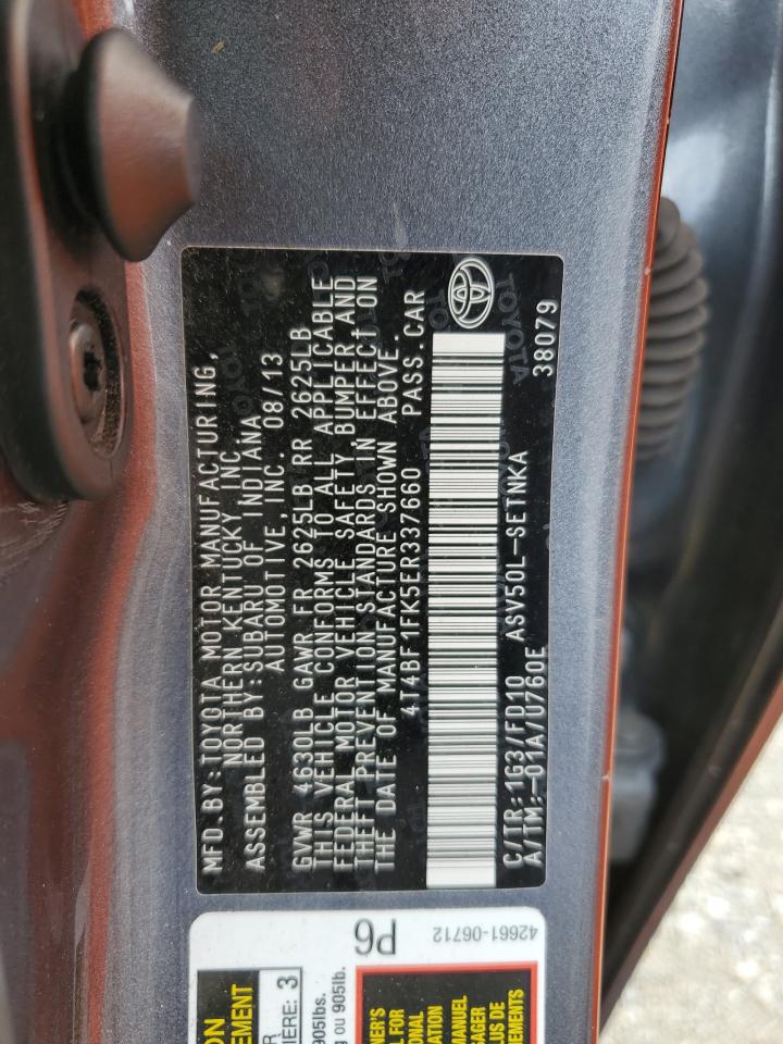 2014 Toyota Camry L VIN: 4T4BF1FK5ER337660 Lot: 84930765