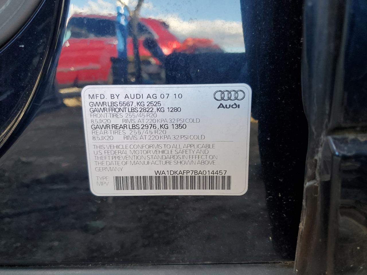 2011 Audi Q5 Premium Plus VIN: WA1DKAFP7BA014457 Lot: 85333445