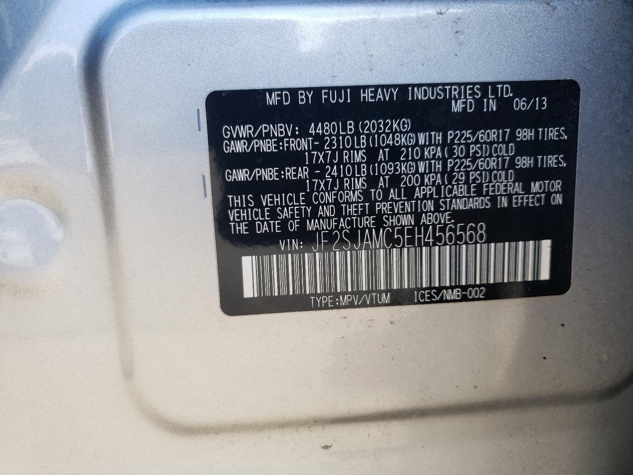 2014 Subaru Forester 2.5I Touring VIN: JF2SJAMC5EH456568 Lot: 84065055