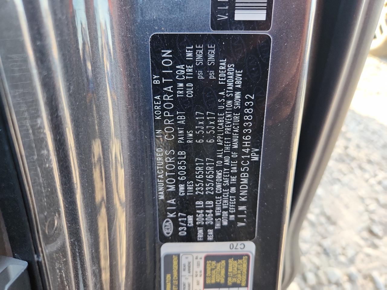 2017 Kia Sedona Lx VIN: KNDMB5C14H6338832 Lot: 84979365