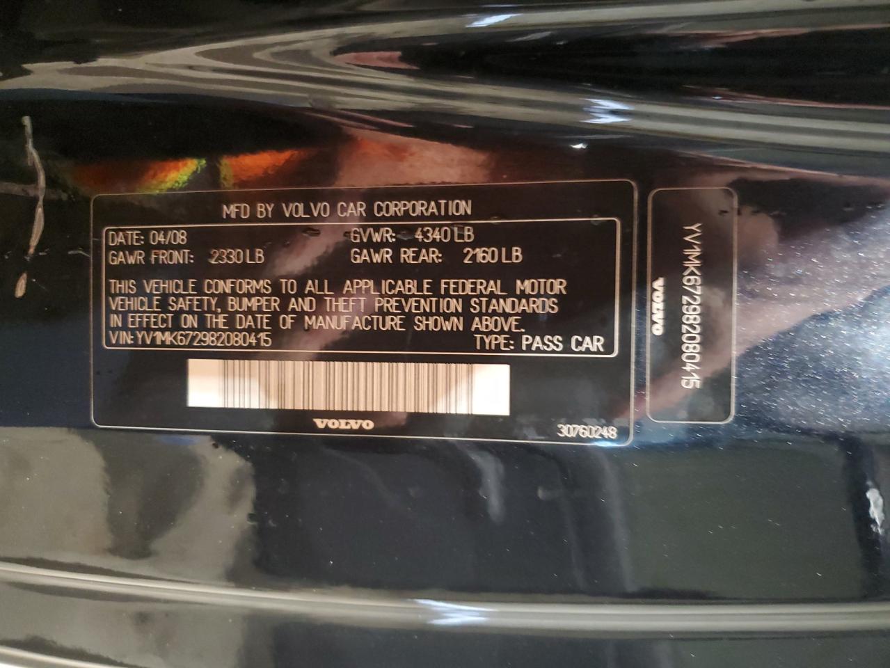2008 Volvo C30 T5 VIN: YV1MK672982080415 Lot: 84942005