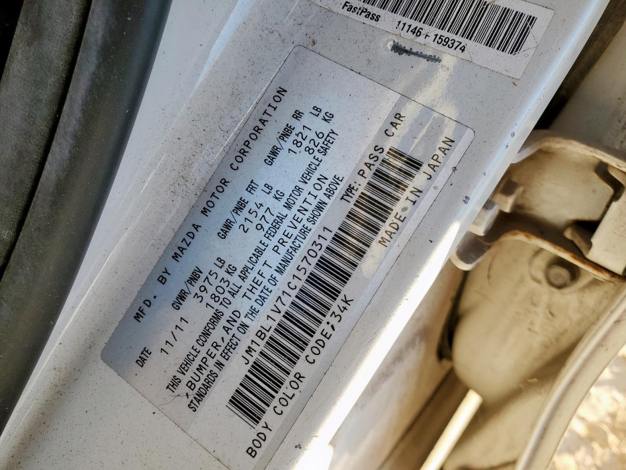 2012 Mazda 3 I VIN: JM1BL1V71C1570311 Lot: 90266115