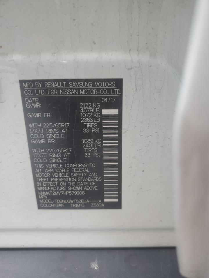 2017 Nissan Rogue S VIN: KNMAT2MV7HP579908 Lot: 90429195