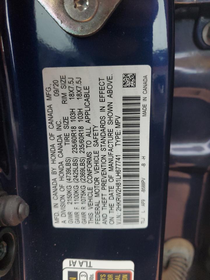 2020 Honda Cr-V Exl VIN: 2HKRW2H81LH677741 Lot: 86100435