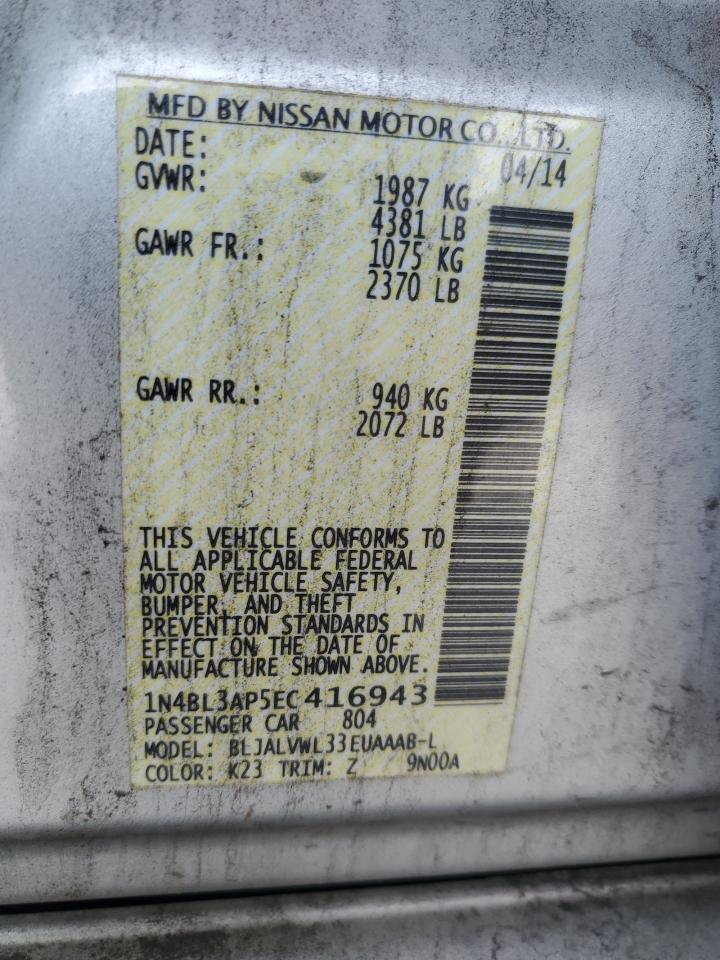 2014 Nissan Altima 3.5S VIN: 1N4BL3AP5EC416943 Lot: 86171035