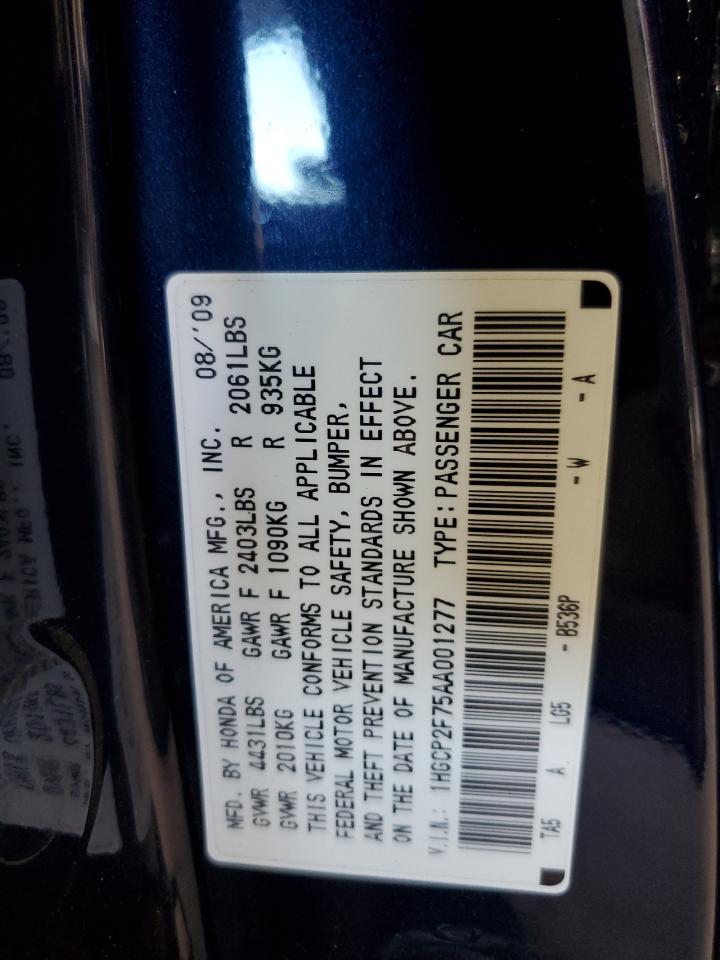 2010 Honda Accord Ex VIN: 1HGCP2F75AA001277 Lot: 84898325