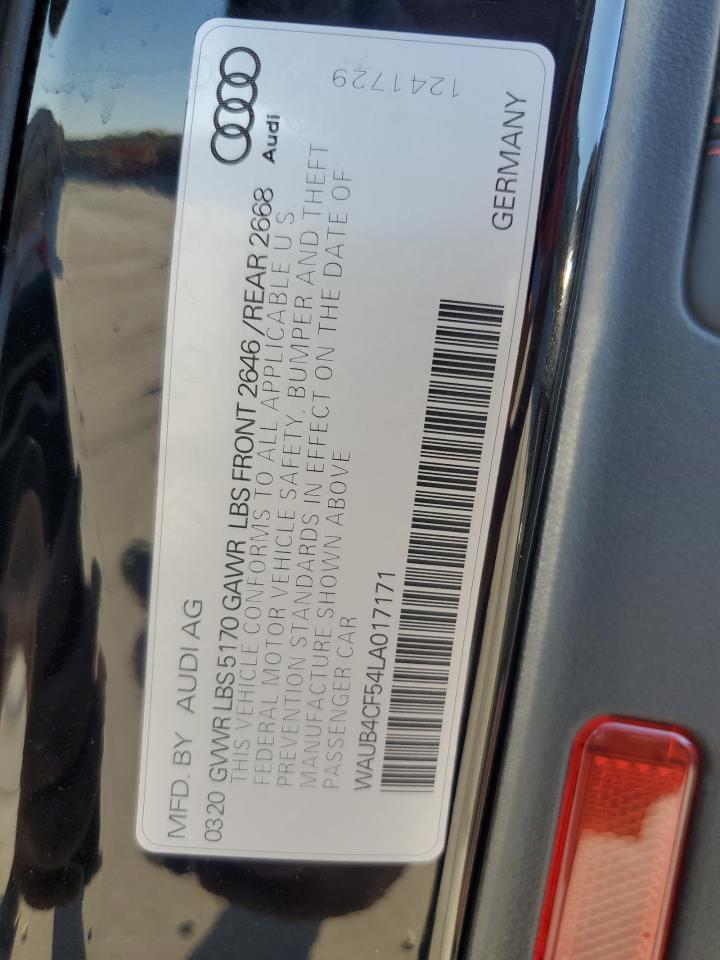 2020 Audi S5 Prestige VIN: WAUB4CF54LA017171 Lot: 82585375
