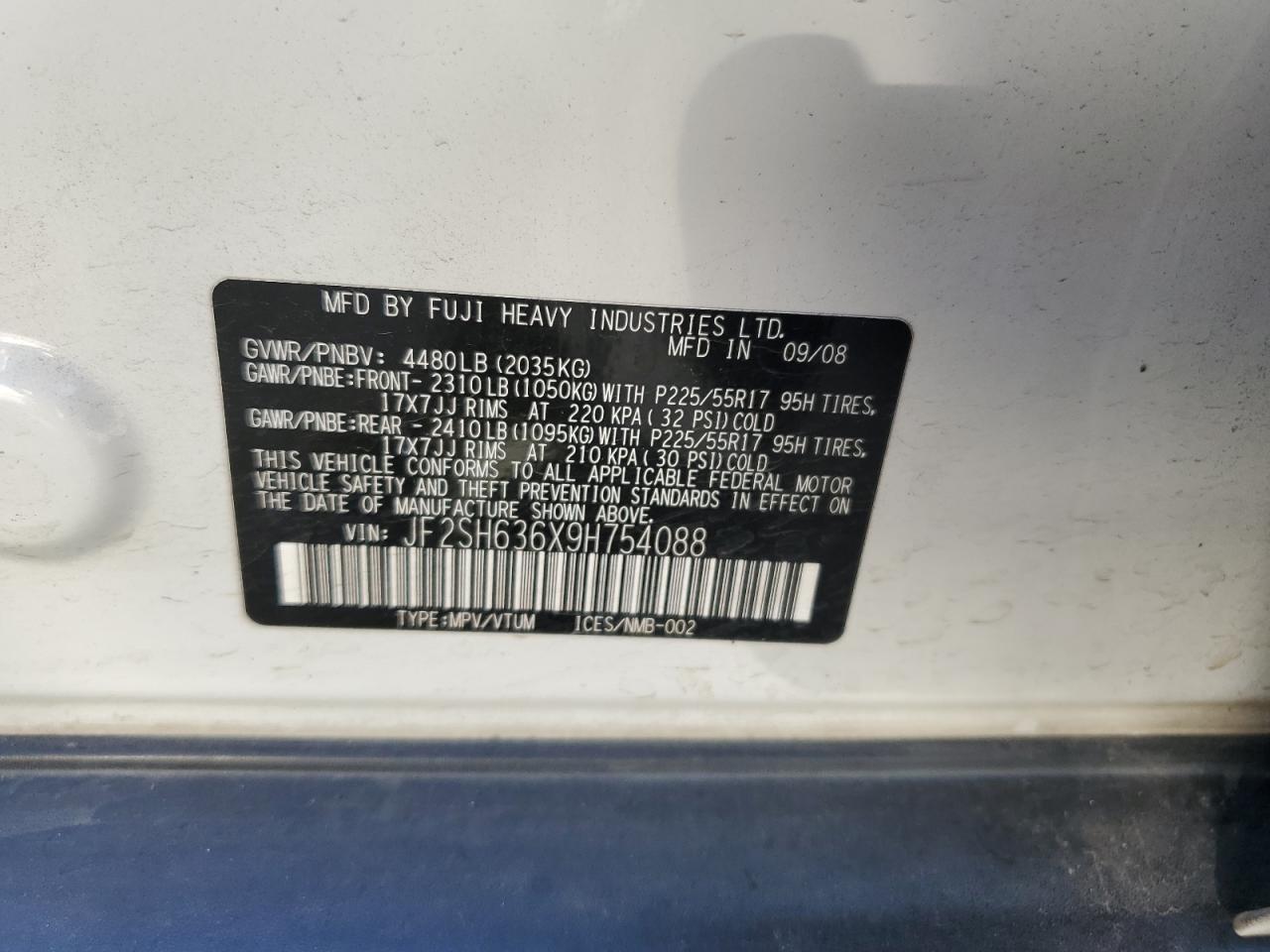 2009 Subaru Forester 2.5X Premium VIN: JF2SH636X9H754088 Lot: 82210915